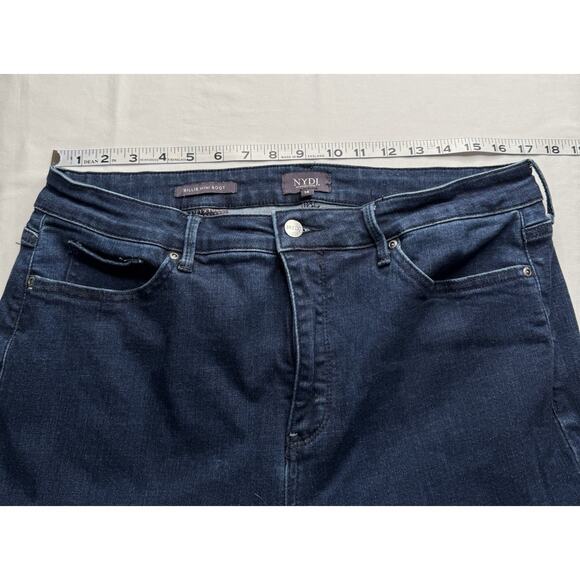 NYDJ Size 14 Billie Mini Bootcut Jeans Hip Zip Button 5 Button Dark Wash - Picture 8 of 11